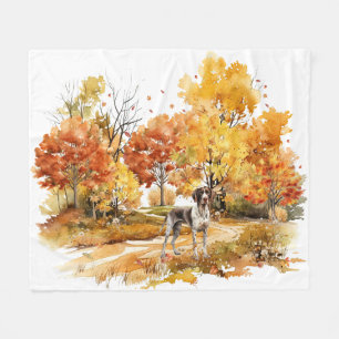Watercolor Fall Dog Design- German Pointer Fleece Blanket