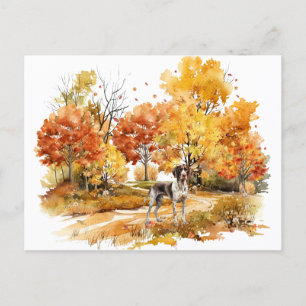Watercolor Fall Dog Design- German Pointer Postcard