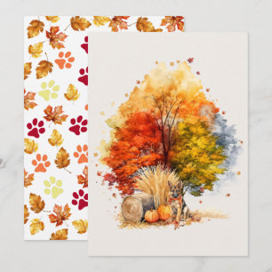 Watercolor Fall Dog Design- German Shepherd Card