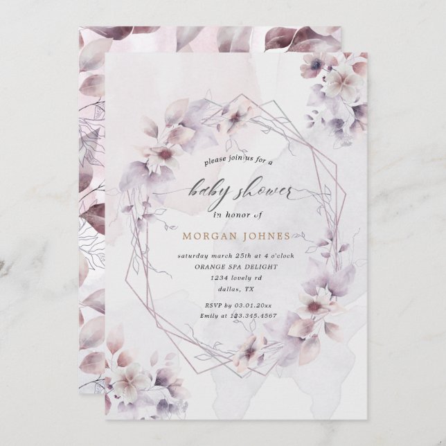  watercolor fall floral baby shower invite (Front/Back)