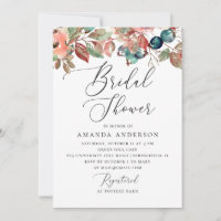 Watercolor fall floral blueberry bridal shower