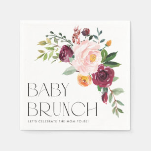 Watercolor Fall Floral Bouquet Autumn Baby Brunch Napkin