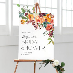 Watercolor Fall Floral Bouquet Bridal Shower Poster