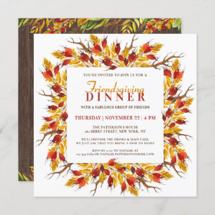 Watercolor Fall Floral Friendsgiving Dinner Invitation