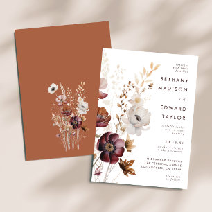 Watercolor Fall Floral Wedding Invitation
