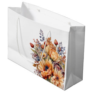 Watercolor Fall Flowers- Large Gift Bag