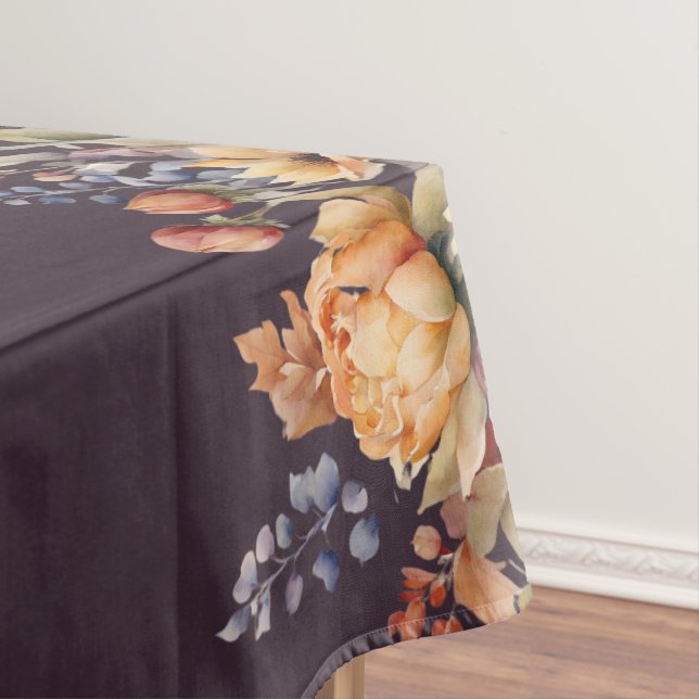 Watercolor Fall Flowers-Purple- Tablecloth (In Situ)