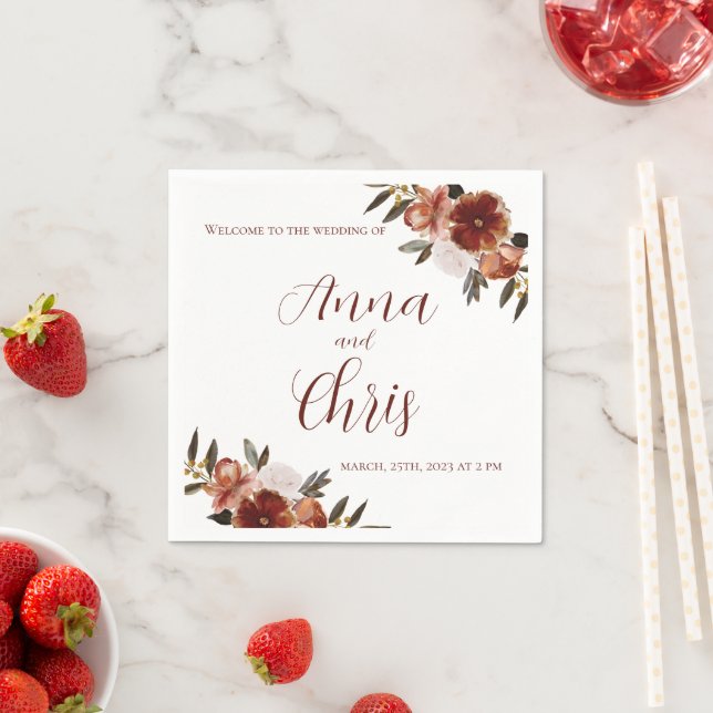 WATERCOLOR FALL FLOWERS WEDDING  NAPKIN (Insitu)