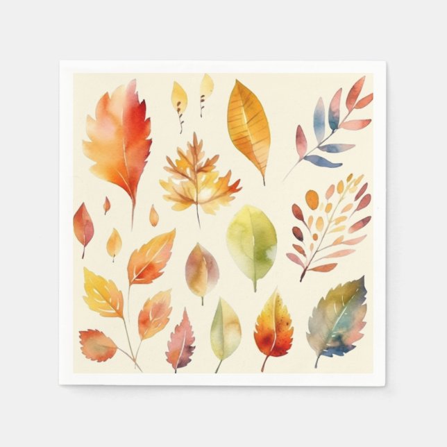 Watercolor Fall Foliage Napkin (Front)