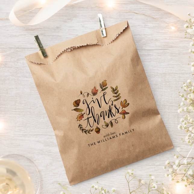 Watercolor Fall Foliage Thanksgiving Favour Bag (Clipped)