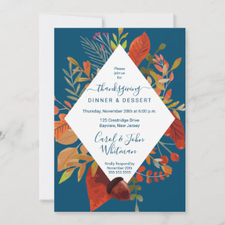 Watercolor Fall Foliage Thanksgiving Invitation