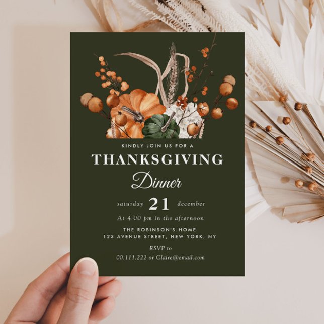 watercolor fall foliage thanksgiving potluck invitation (Creator Uploaded)