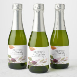 Watercolor Fall Foliage Wedding Champagne Label