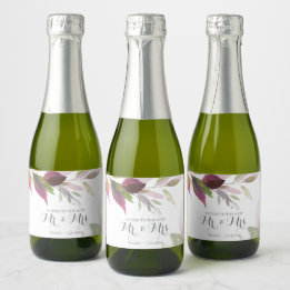 Watercolor Fall Foliage Wedding Reception Champagne Label