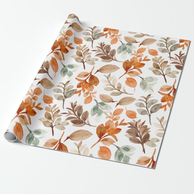 Watercolor Fall Foliage  Wrapping Paper (Unrolled)