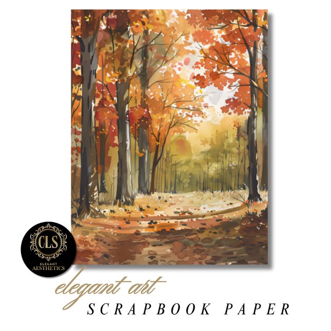 Watercolor Fall Forest Scrapbook Paper  (Creator Uploaded)