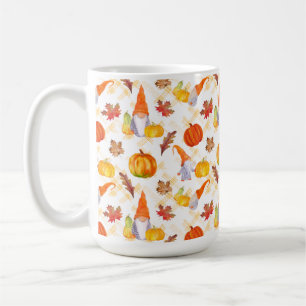 Watercolor Fall Gnomes, Pumpkins And Leaves Coffee Mug