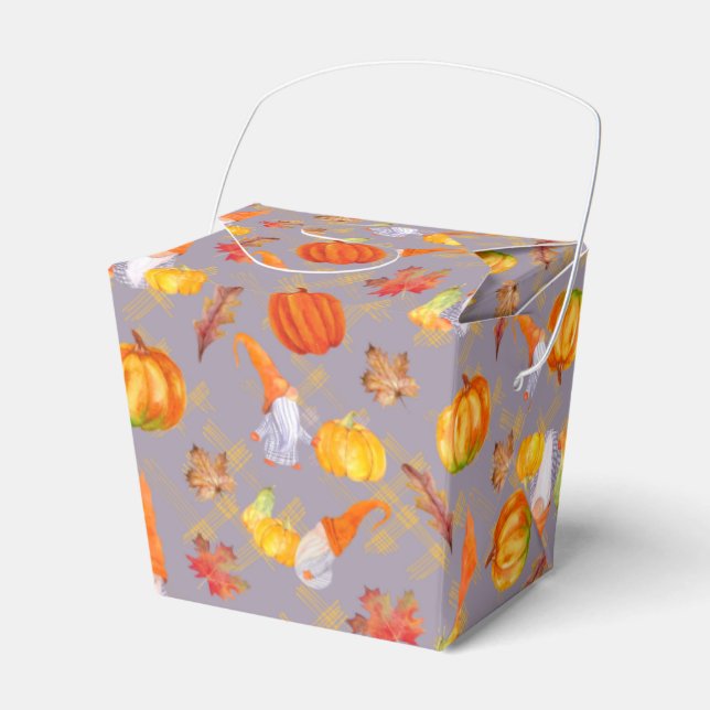 Watercolor Fall Gnomes, Pumpkins And Leaves Favour Favour Box (Front Side)