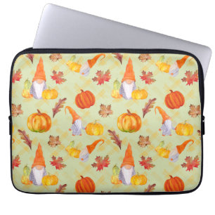 Watercolor Fall Gnomes, Pumpkins And Leaves Laptop Sleeve