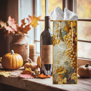 Watercolor Fall Golden Grapevine Wine Gift Bag