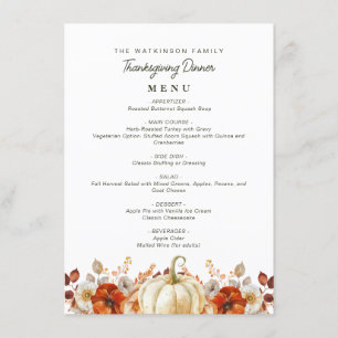 watercolor fall harvest thanksgiving menu
