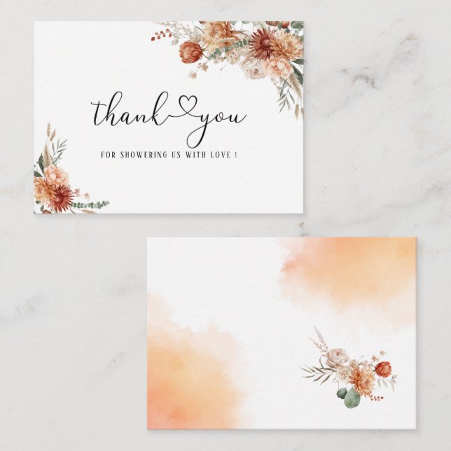 Watercolor Fall in love Bridal Shower Card (Front/Back)