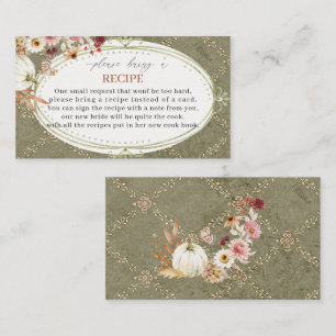 Watercolor Fall in love burgunde flower Recipe ca Enclosure Card