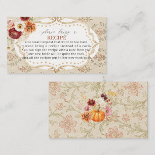 Watercolor Fall in love burgunde flower Recipe ca Enclosure Card