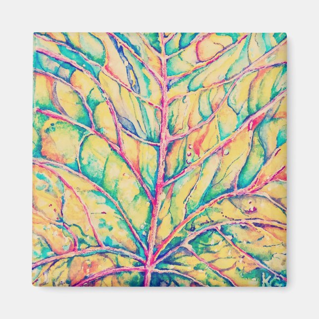 Watercolor Fall Leaf Custom Magnet (Front)