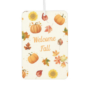 Watercolor Fall Leaves and Pumpkins Car Air Freshener