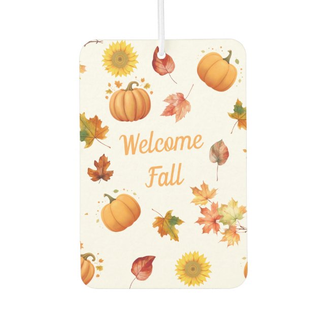 Watercolor Fall Leaves and Pumpkins Car Air Freshener (Front)