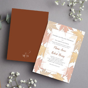 Watercolor Fall Leaves Elegant Wedding Invitation