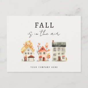 Watercolor Fall Leaves House Realty Promotional Postcard