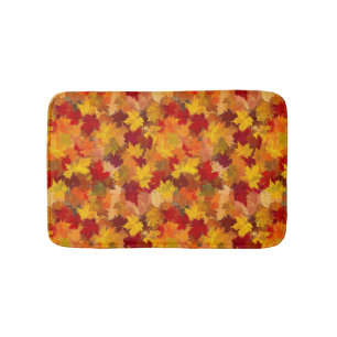 Watercolor Fall Leaves - Vintage Autumn Pattern Bath Mat