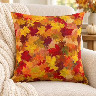 Watercolor Fall Leaves - Vintage Autumn Pattern Cushion
