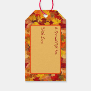 Watercolor Fall Leaves - Vintage Autumn Pattern Gift Tags