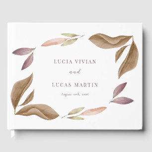 Watercolor Fall Leaves Wedding  Guest Book