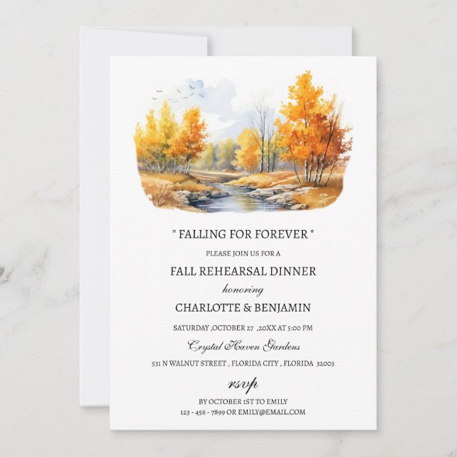 Watercolor Fall or Autumn Theme Rehearsal Dinner  Invitation (Front)