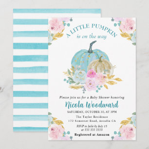 Watercolor Fall Pastel Colour Pumpkins Baby Shower Invitation