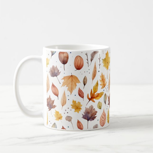 Watercolor Fall Pattern Coffee Mug (Left)