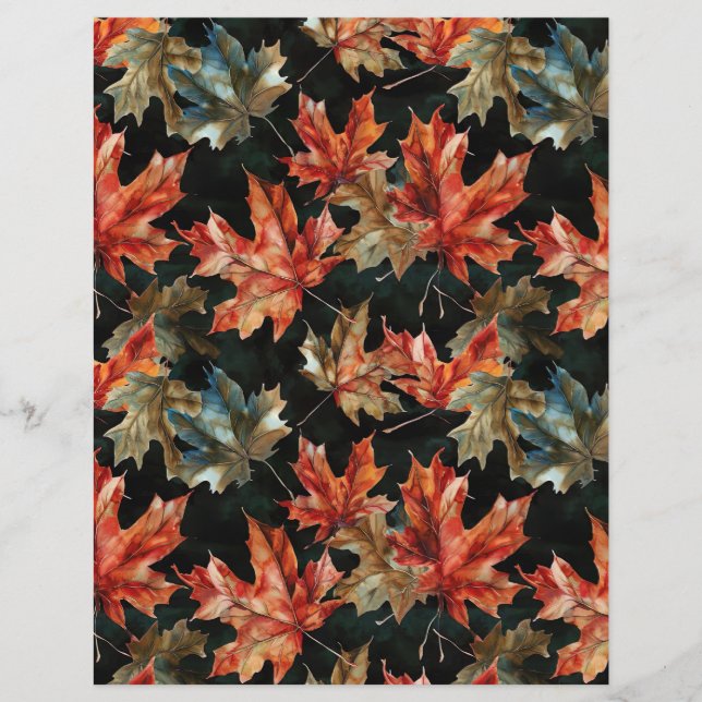 watercolor fall pattern scrapbook paper (Front)
