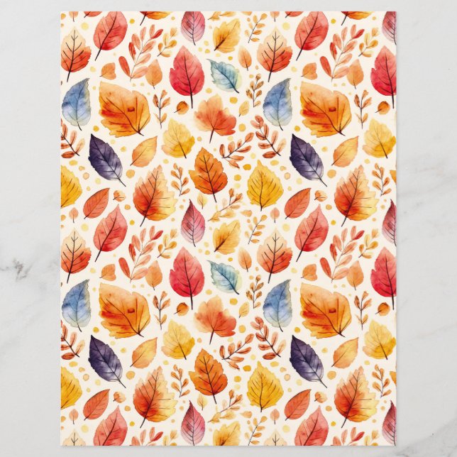 watercolor fall pattern scrapbook paper (Front)