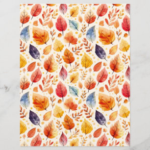 watercolor fall pattern scrapbook paper