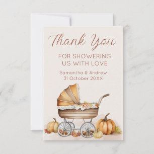 Watercolor Fall Pumpkin Baby Shower Thank You Card