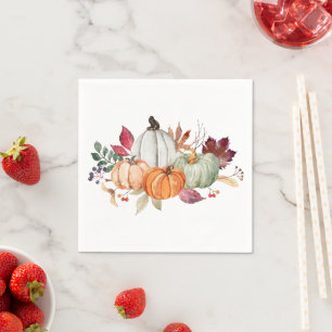 Watercolor Fall Pumpkin Napkin
