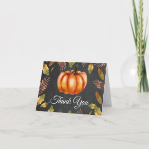 Watercolor Fall Pumpkin Orange Thank You card