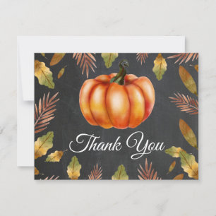 Watercolor Fall Pumpkin Orange Thank You card