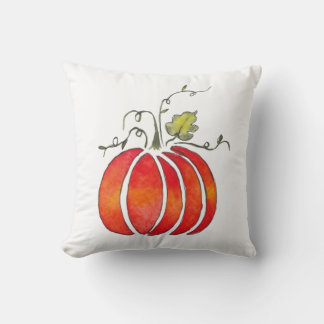 Watercolor Fall Pumpkin Pillow