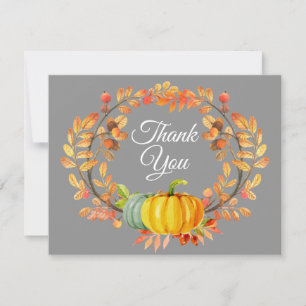 Watercolor Fall Pumpkin Thank You card