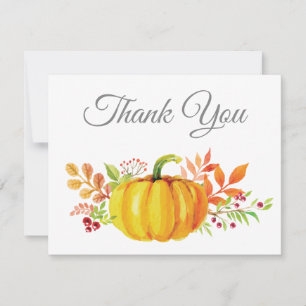 Watercolor Fall Pumpkin Thank You card